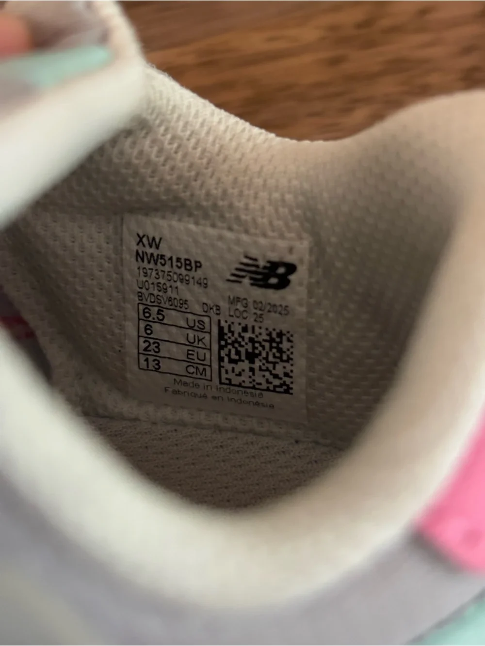 New Balance new-b 515 6.5 wide toddler pink teal gray white sneakers tennis shoe